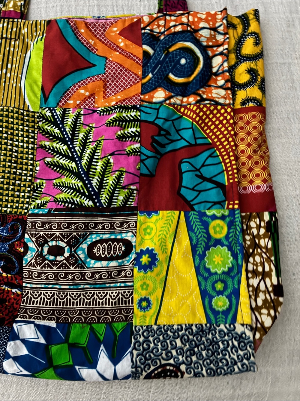 Gorgeous Boho Chic Unique Handmade Patchwork Vibrant Tote Bag, Like New - Picture 6 of 16